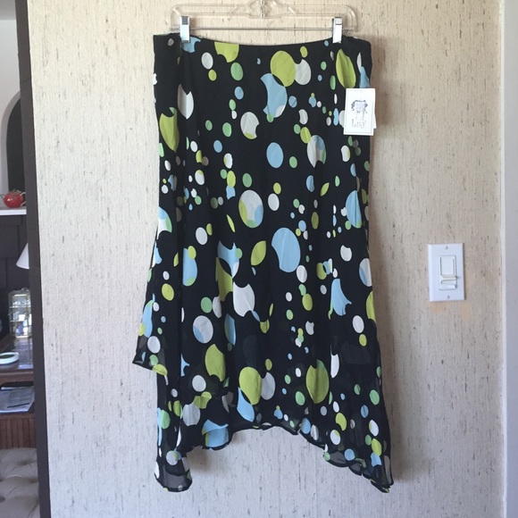 Black Asymmetrical Polka Dot Skirt