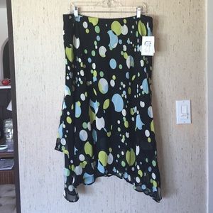 Black Asymmetrical Polka Dot Skirt