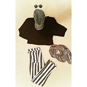 Black and white striped pants