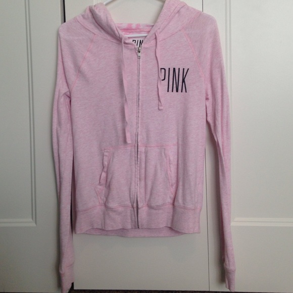 a pink PINK sweatshirt