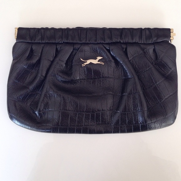 Black leather clutch