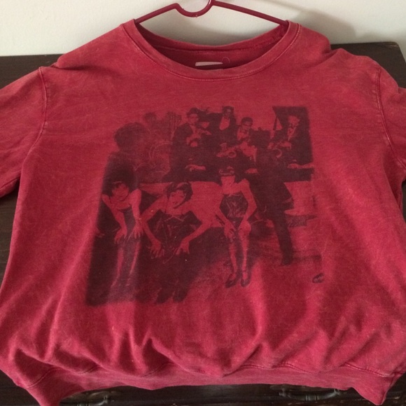 Distressed red graphic sweatshirt