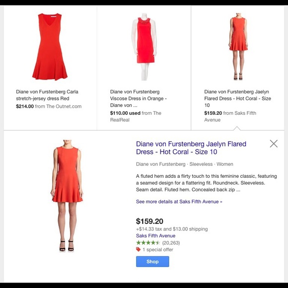 Diane Von Furstenberg Red Dress GENTLY WORN