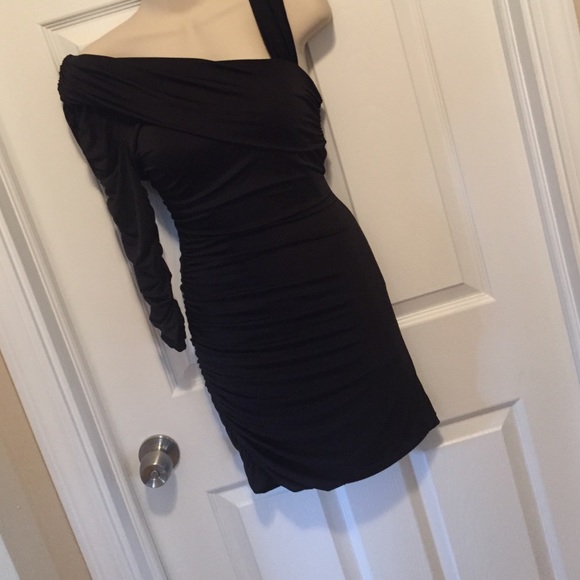 Sexy black one sleeve dress
