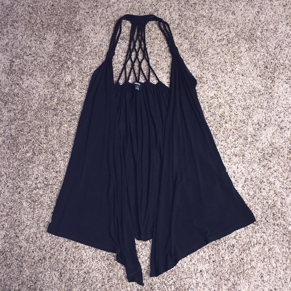 Black sleeveless cardigan