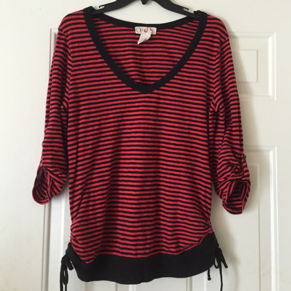 Jrs XL Pullover red and Black Stripe