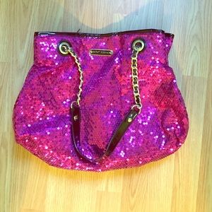 Betsy Johnson hot pink sequin bag