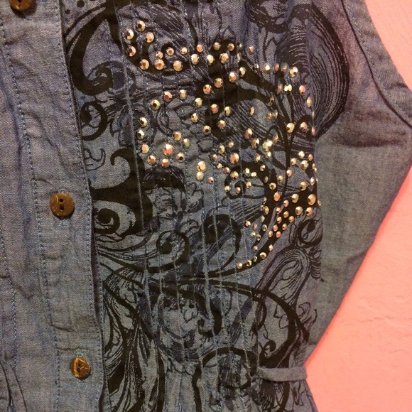 Embellished denim long tank top! - Picture 2 of 3