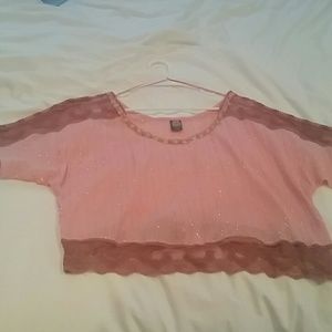 Lace sparkle flowy crop top