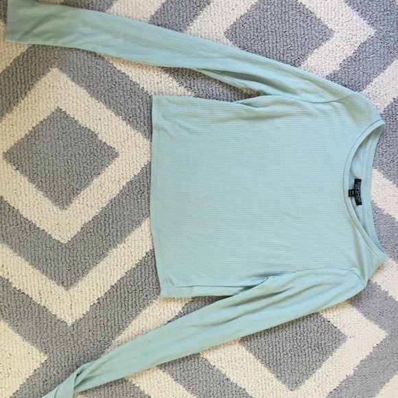 TOPSHOP ribbed light blue/green Crop top