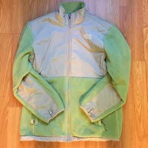 Youth XL light green fleece North Face jacket
