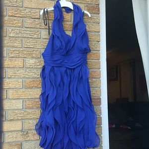 Empire Blue V Neck Halter Empire Waist