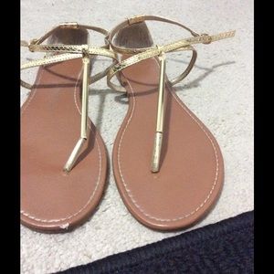 Gold T strap sandal