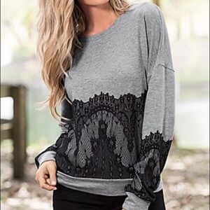 Gray lace sweater