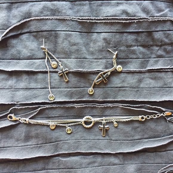 Esprit silver earring and bracelet set