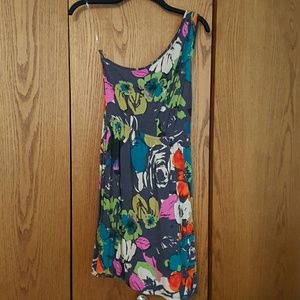 One shoulder floral dress