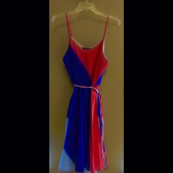 Red, Blue, & Gray Colorblock dress