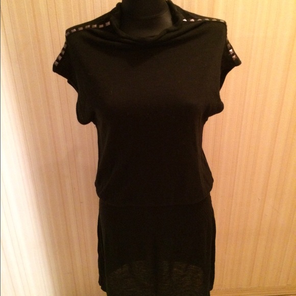 SineFine Sheer Black Sleeveless Dress Studded Top - Picture 2 of 4