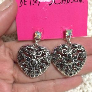 Betsey Johnson Whiteout Heart Earrings