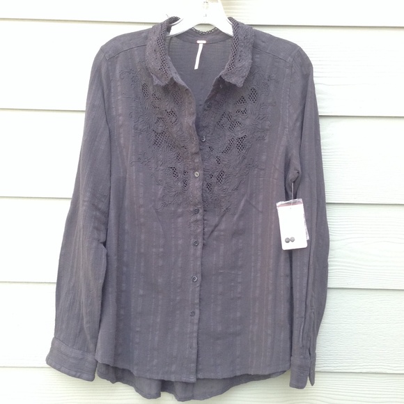 Free People Dobby the Carter Shirt - Long-Sleeve