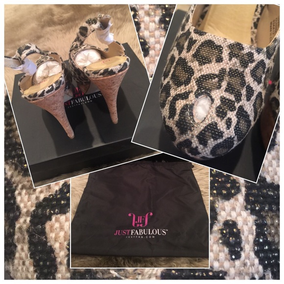 JustFab Leopard Canvas and Cork Heels
