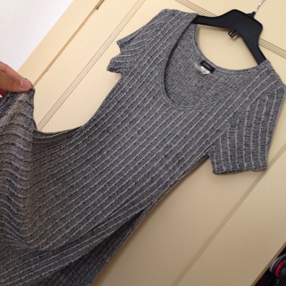 Long grey side slit dress