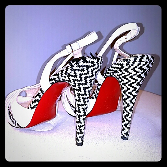 Stunning black and white woven louboutin sandals
