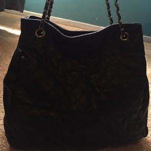 Black Quilted Patterned Purse