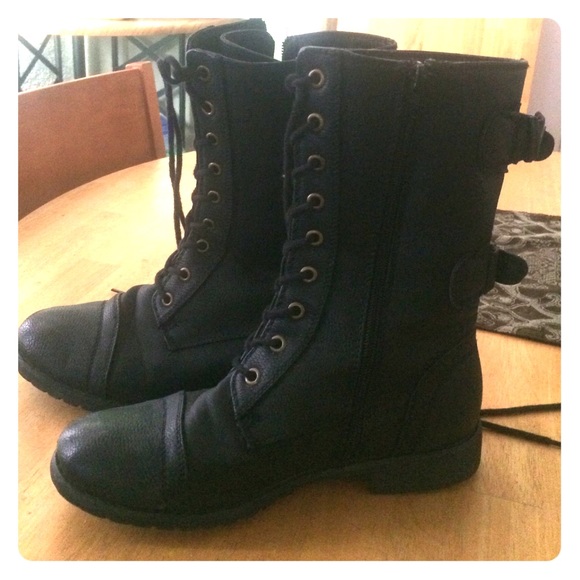 Black combat boots