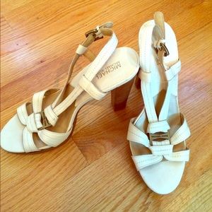 Michael Kors, Cream Sandal, Wooden Heel, Size 10