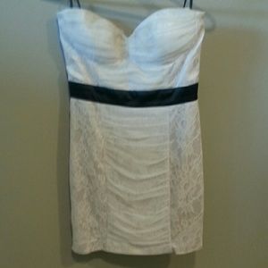 Bebe strapless cream colored cocktail dress
