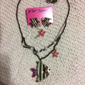 Betsey Johnson Mermaid Tale Earrings & Necklace