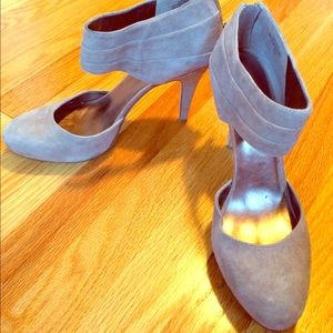 Grey Suede Nine West Heels, Barely Worn, Size 10