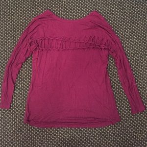 Purple long sleeve cutout shirt