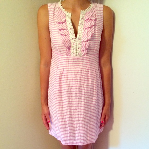 Nine West, Pink and White Striped Dress, Size 8P