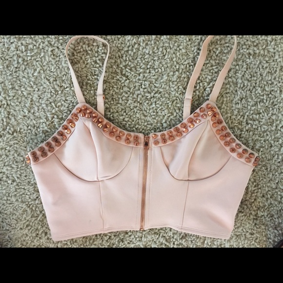 Tan crop top with studs