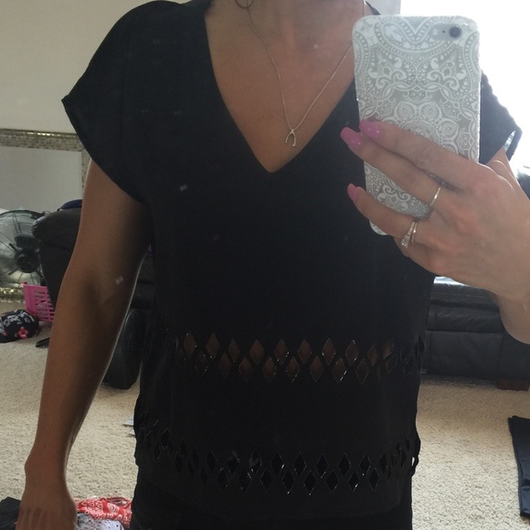 Black short sleeve blouse