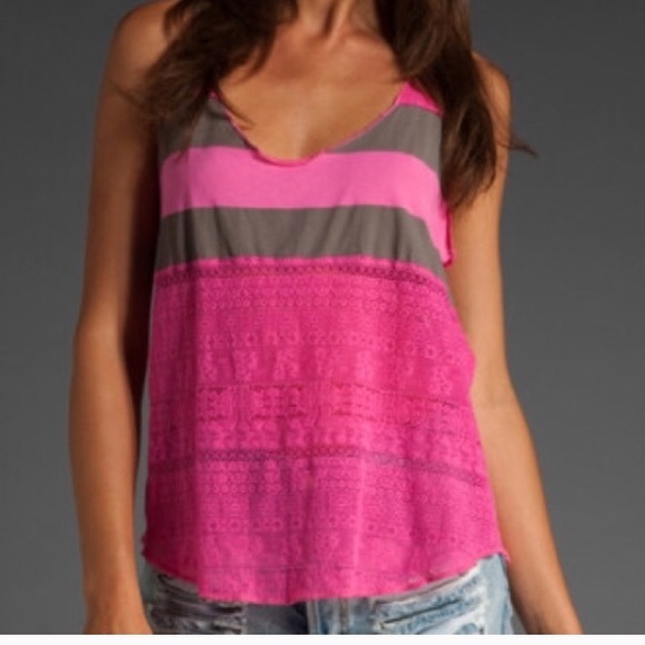 Free People Tops - FLASH SALE 💰Free People ▪️Pink gray lace Tank Top
