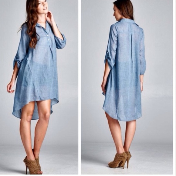 Hi Lo Boyfriend Shirtdress - Picture 3 of 3