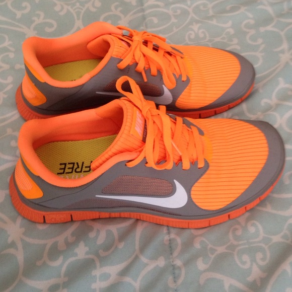 Nike Shoes - Orange & grey Nike frees