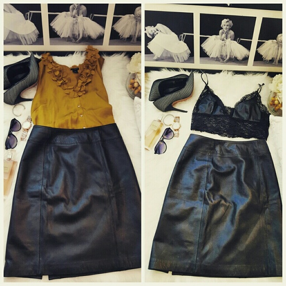 Black Genuine Leather Skirt