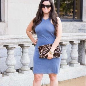 Stretchy knit blue dress