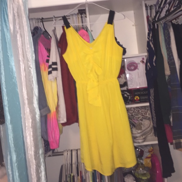 Yellow dress with black straps