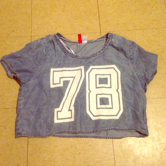 Faux Denim Crop Top