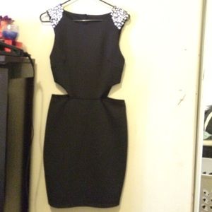Opened back and sides black dress