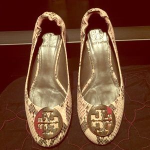 tori burch snakeskin flats