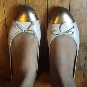 J. Crew gold toe flats