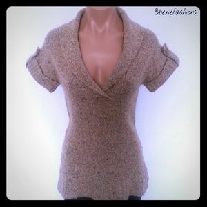 *REDUCED* TAN XHILARATION V NECK SWEATER TOP