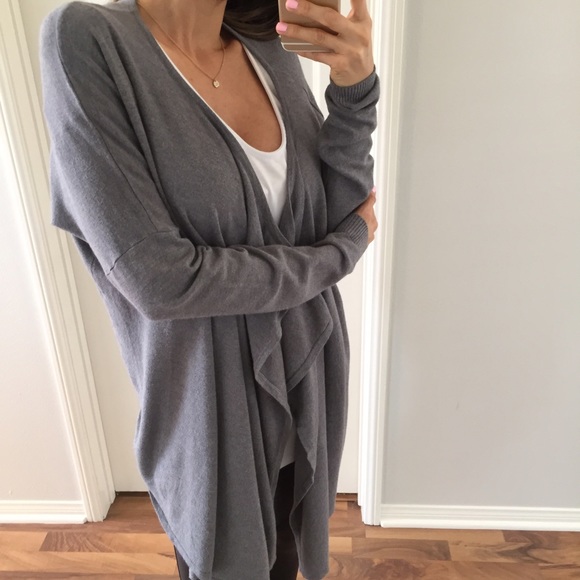 Sold • Cozy Grey Drape Cardigan Sweater - Picture 2 of 4