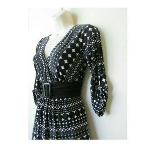 Black and White Belted Blouse